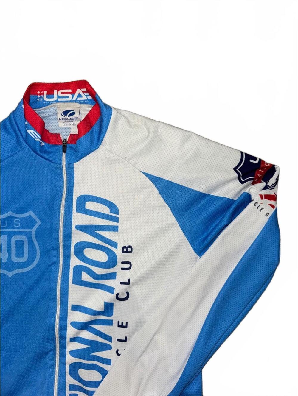 Men’s Made in USA National Road Bicycle Club blue & white cycling jersey size M